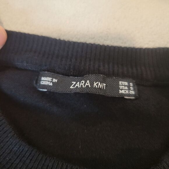 Zara Knit Black Mini Long Sleeves Dress Size Small - Picture 3 of 7